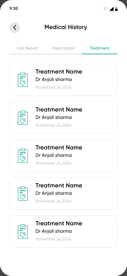 A treatment detail view in the patient app.